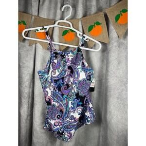 Island Escape Womens Size 10 Paisley Print Underwire High Neck Tankini